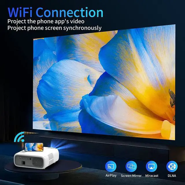 Alt view image 4 of 7 - 4K Projector 1200 ANSI Ultra Bright,Outdoor Movie Projector Projector with Wifi 6 and Bluetooth,Native1080P & ±50°4P/4D Keystone &First Full-Sealed Engine,Wireless Casting,PPT.TV Stick,iOS,Android,Win