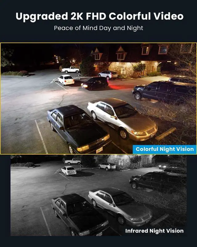 Alt view image 3 of 7 - ieGeek Floodlight Camera Outdoor, 2K Wired Home Smart Security Cameras, 2.4G WiFi Flood Light Camera with Motion Sensor, Wiring 2600 Lumens Cam, Color Night Vision,Siren,2 Way Audio, Works with Alexa