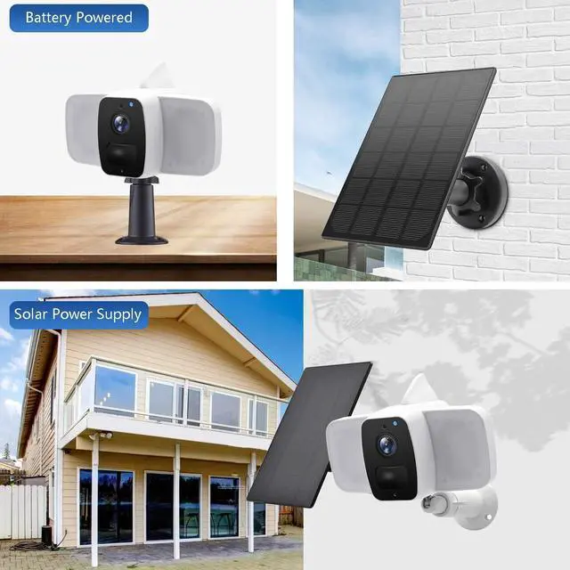 Alt view image 4 of 7 - 2 Pack Solar Panel for Wireless Outdoor Security Camera,Compatible with DC 5V Rechargeable Battary Powered Surveillance Camera, Continuously Power for Outdoor Security Camera,5V 3.5W Micro USB Port