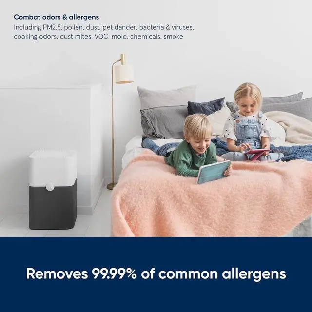 Alt view image 5 of 7 - BLUEAIR Air Purifier Large Room, Air Cleaner for Dust Pet Dander Smoke Mold Pollen Bacteria Allergen, Odor Removal, for Home Bedroom Living Room, Washable Pre Filter, HEPASilent, Blue 211+ (Non-Auto)
