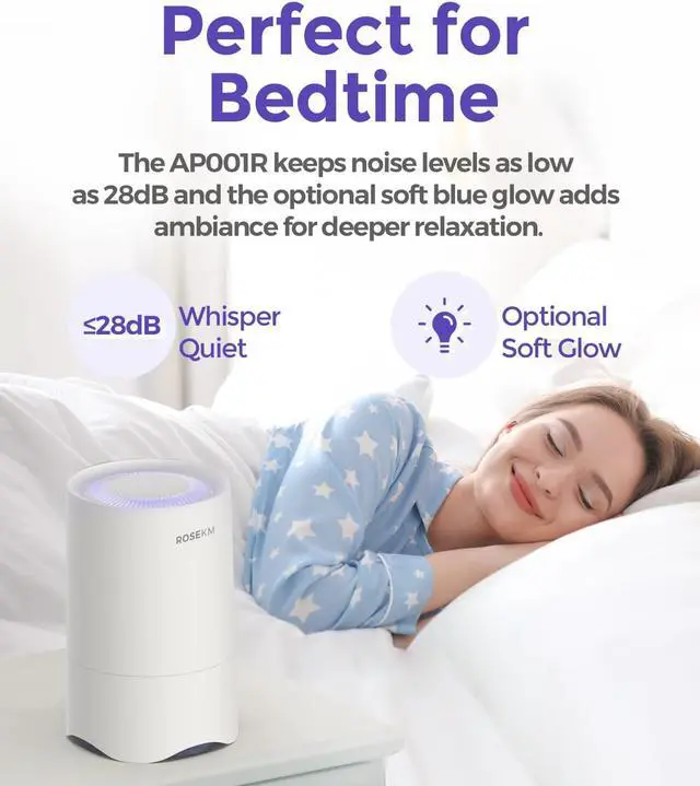 Alt view image 4 of 7 - Small Air Purifier for Home Bedroom, Personal Desk Mini Air Purifier, Room Hepa Air Purifier Fresheners Cleaner for Dorm, Pets, Smoke, Desktop, Office (White)