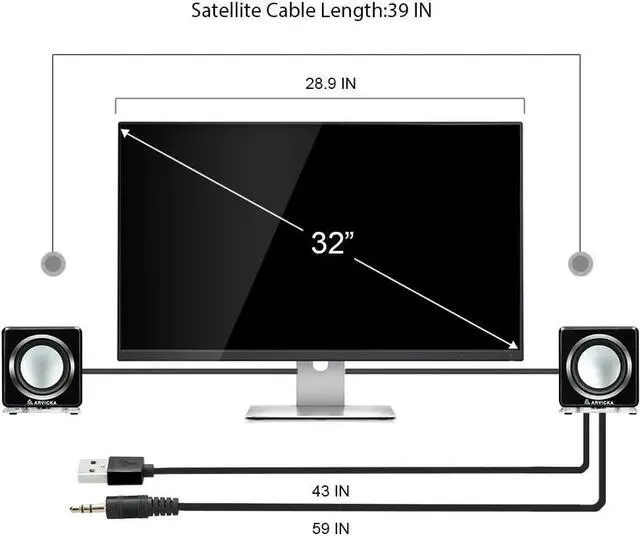 Alt view image 3 of 4 - ARVICKA Computer Speaker, LED Accents USB Speaker Small Mighty Solid Wired Multimedia Speaker for PC Monitor Desktop Laptop Gaming Smartphones Tablets Projectors TVs, Black