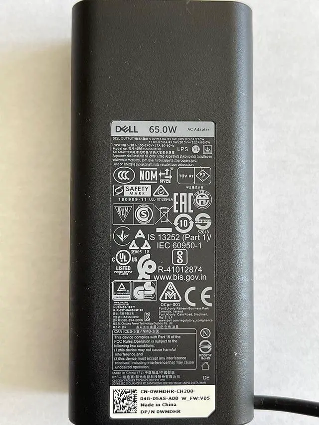 Alt view image 2 of 6 - Dell Laptop Charger 65W Watt USB Type C AC Power Adapter LA65NM190/HA65NM190/DA65NM190 Include Power Cord for Dell XPS 12 9250, XPS 13 9350 Compatible with XPS Series and Latitude 5000 Series