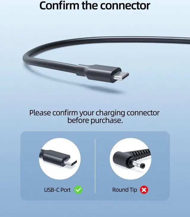 Alt view image 3 of 7 - 45W USB C AC Charger Compatible with Lenovo ADLX45YLC2D ADLX45YLC3D ADLX45YDC2D ADLX45YCC2D ADLX45YLC3A ADLX45YCC2A ADLX45YDC3D ADLX45UDCG2A ADLX45UDCU2A ADLX45ULCU2A ADLX45YDC3A ADLX45YDC2A Laptop
