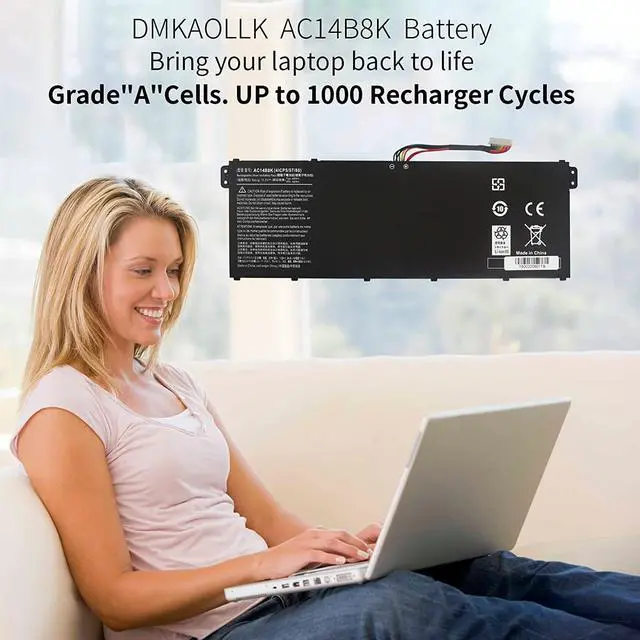 Alt view image 2 of 6 - AC14B8K Battery for Acer Predator Helios 300 N17C1 PH315-51 PH315-52 G3-571 G3-572 N18Q13 Nitro 5 AN515 AN515-53 AN515-54 Aspire R5-471T R5-571T R5-571TG Chromebook CB5-571 Swift SF314 4ICP5/57/80