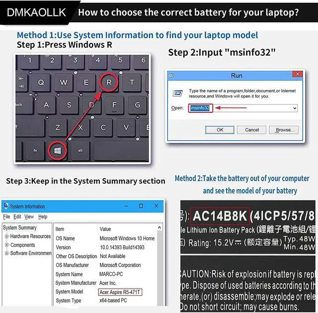 Alt view image 3 of 6 - AC14B8K Battery for Acer Predator Helios 300 N17C1 PH315-51 PH315-52 G3-571 G3-572 N18Q13 Nitro 5 AN515 AN515-53 AN515-54 Aspire R5-471T R5-571T R5-571TG Chromebook CB5-571 Swift SF314 4ICP5/57/80