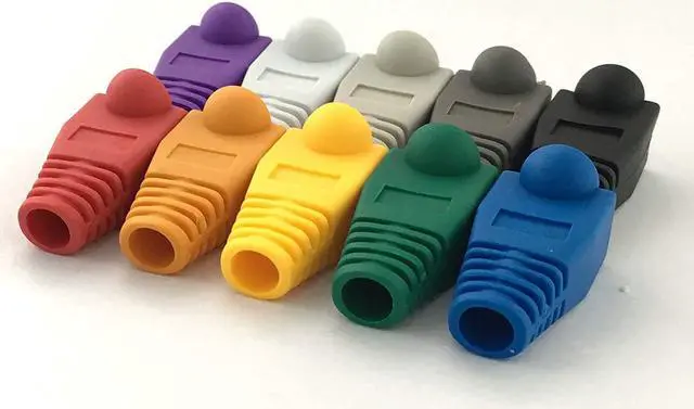 Alt view image 3 of 5 - 100 Pack RJ45 CAT6 CAT6E CAT5 CAT5E Ethernet Network Cable Strain Relief Boots Cable Connector Plug Cover Mixed Color