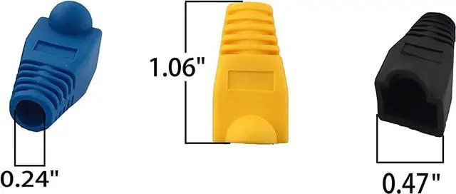Alt view image 2 of 5 - 100 Pack RJ45 CAT6 CAT6E CAT5 CAT5E Ethernet Network Cable Strain Relief Boots Cable Connector Plug Cover Mixed Color