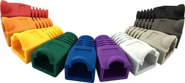 Alt view image 5 of 5 - 100 Pack RJ45 CAT6 CAT6E CAT5 CAT5E Ethernet Network Cable Strain Relief Boots Cable Connector Plug Cover Mixed Color