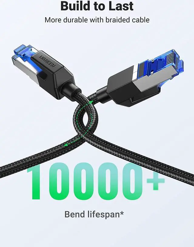 Alt view image 5 of 7 - UGREEN Cat 8 Ethernet Cable 3FT, High Speed Braided 40Gbps 2000Mhz Network Cord Cat8 RJ45 Shielded Indoor Heavy Duty LAN Cables Compatible for Gaming PC PS5 PS4 PS3 Xbox Modem Router 3FT