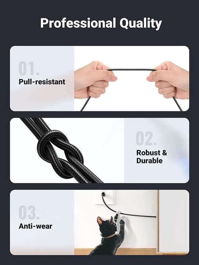 Alt view image 7 of 7 - UGREEN Cat 8 Ethernet Cable 3FT, High Speed Braided 40Gbps 2000Mhz Network Cord Cat8 RJ45 Shielded Indoor Heavy Duty LAN Cables Compatible for Gaming PC PS5 PS4 PS3 Xbox Modem Router 3FT