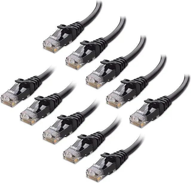 Main image of Cable Matters 10Gbps 10-Pack Snagless Short Cat 6 Ethernet Cable 1 ft (Cat 6 Cable, Cat6 Cable, Internet Cable, Network Cable) in Black