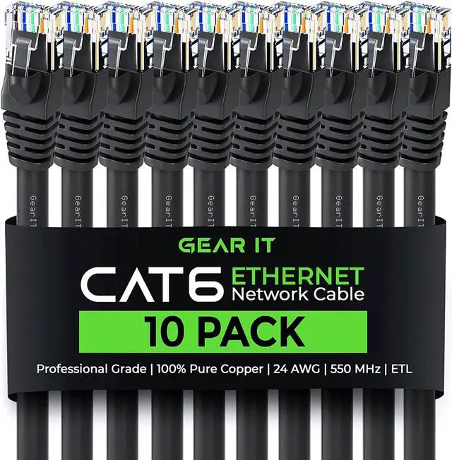 Main image of Cat 6 Ethernet Cable 1 ft (10-Pack) - Cat6 Patch Cable, Cat 6 Patch Cable, Cat6 Cable, Cat 6 Cable, Cat6 Ethernet Cable, Network Cable, Internet Cable - Black 1 Foot