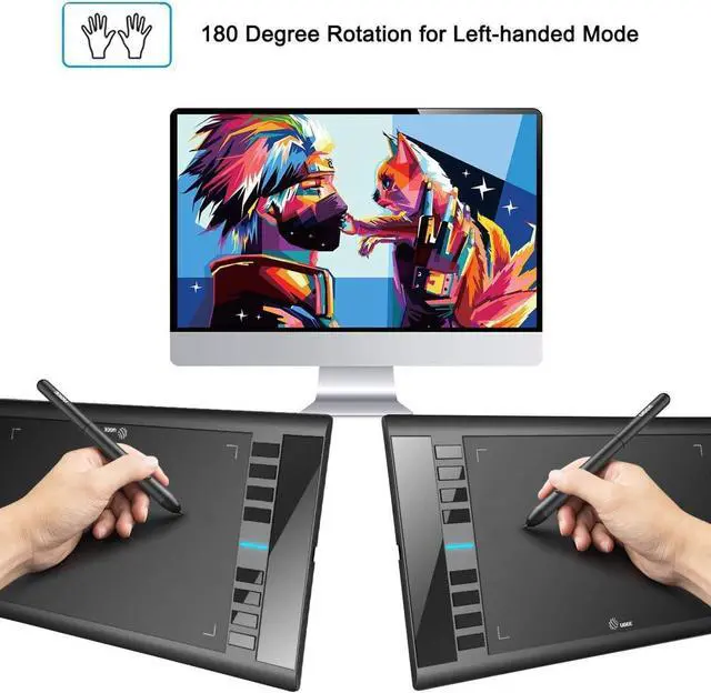 Alt view image 5 of 7 - Graphics Drawing Tablet, UGEE M708 10 x 6 inch Large Drawing Tablet with 8 Hot Keys, Passive Stylus of 8192 Levels Pressure, UGEE M708 Graphics Tablet for Paint, Design, Art Creation Sketch