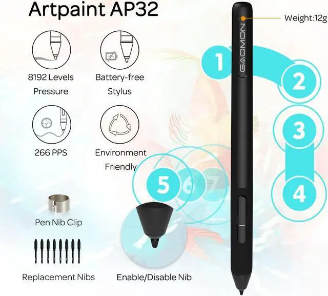 Alt view image 2 of 7 - GAOMON S620 6.5 x 4 Inches Graphics Tablet with 8192 Passive Pen 4 Express Keys for Digital Drawing & OSU & Online Teaching-for Mac Windows Android OS