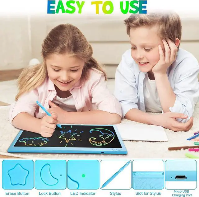 Alt view image 4 of 7 - 16 Inch Rechargeable LCD Writing Tablet, Erasable & Colorful Doodle Board with Eye-Protecting Large Screen, Educational Learning Toys for 3 4 5 6 7 Year Old Kids, Drawing Tablet Gift for Boys Girls