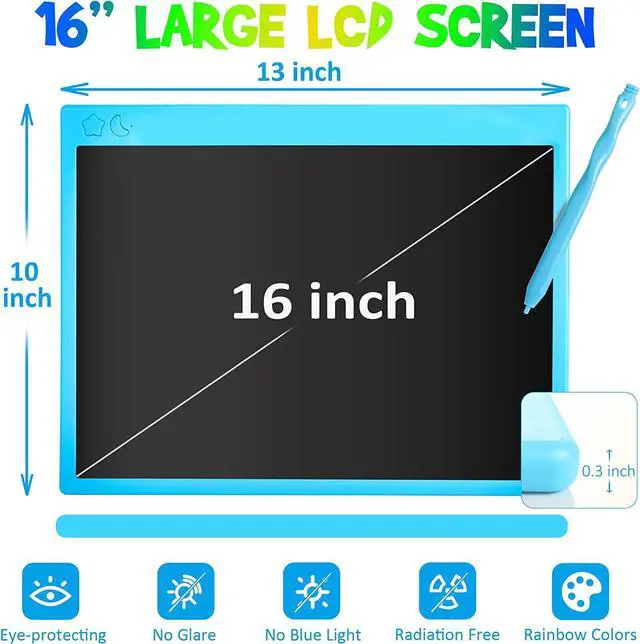Alt view image 3 of 7 - 16 Inch Rechargeable LCD Writing Tablet, Erasable & Colorful Doodle Board with Eye-Protecting Large Screen, Educational Learning Toys for 3 4 5 6 7 Year Old Kids, Drawing Tablet Gift for Boys Girls
