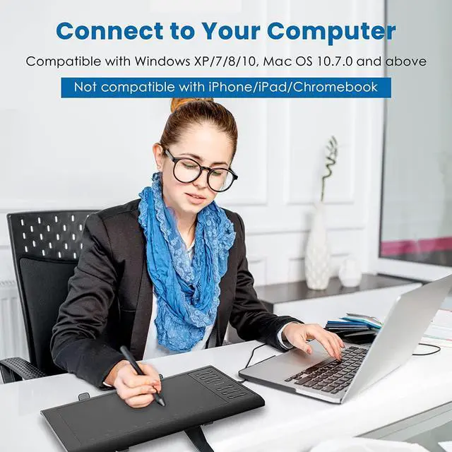 Alt view image 2 of 7 - XOPPOX Graphics Drawing Tablet 10 x 6 Inch Large Active Area with 8192 Levels Battery-Free Pen and 12 Hot Keys, Compatible with PC/Mac/Android OS for Painting, Design & Online Teaching