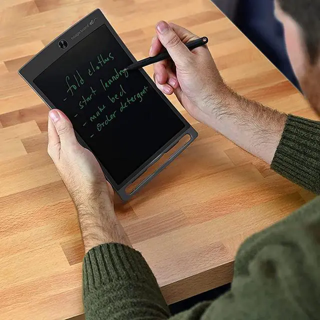 Alt view image 6 of 7 - Boogie Board Jot Reusable Writing Tablet- Includes 8.5 in LCD Writing Tablet, Instant Erase, Stylus Pen, Built in Magnets and Kickstand, Gray