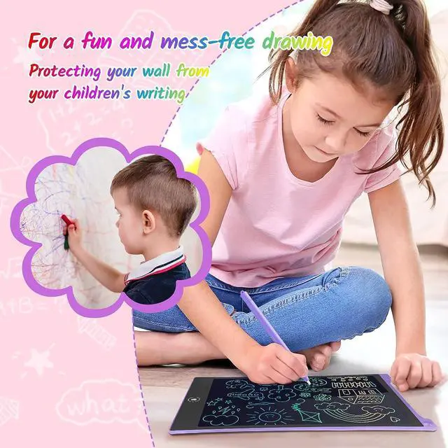 Alt view image 5 of 7 - TECJOE 2 Pack 10 Inch LCD Writing Tablet for Kids, Colorful Doodle Board, Electronic Drawing Tablet Drawing Pads for 3-6-Year-Old Kids Gifts (Pink and Purple)