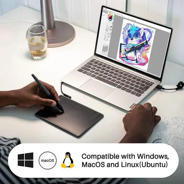 Alt view image 2 of 7 - HUION Inspiroy H430P OSU Graphic Drawing Tablet with Battery-Free Stylus 4 Press Keys, Compatible with Android, Linux, Windows and Mac