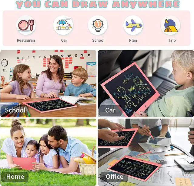Alt view image 6 of 7 - LCD Writing Tablet for Kids, 15 Inch Colorful Electronic Doodle Board, Educational Learning Kids Drawing Tablet Toys, Christmas Birthday Gift for 3 4 5 6 7 8 9 Year Old Girls Boy