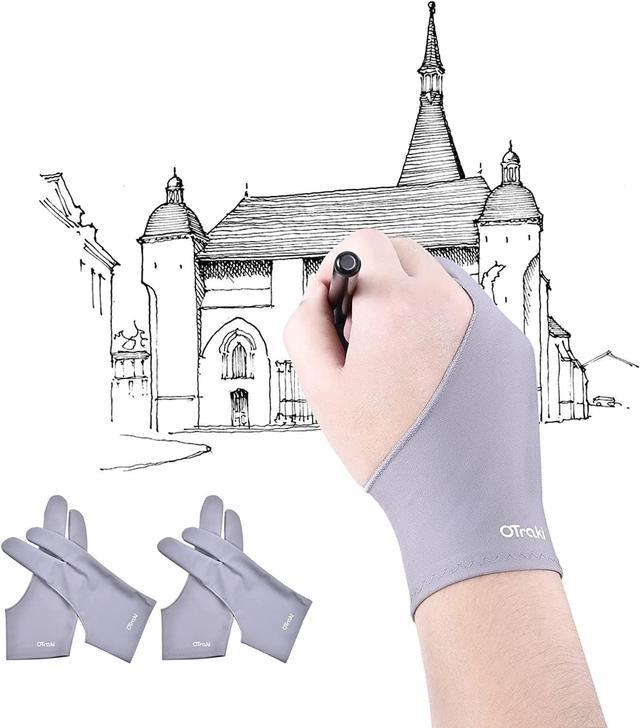 OTraki 4 Pack Artist Gloves for Drawing Tablet Free Size Artist's Drawing  Glove with Two Fingers for Graphics Pad Painting Good for Right Hand or Left  Hand - 2.95 x 7.87 inch 