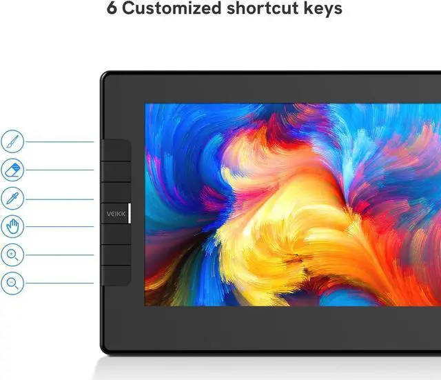 Alt view image 2 of 7 - VEIKK VK1200 11.6 Inch Drawing Monitor Full-Laminated Pen Display with Battery-Free Pen and Tilt Function 8192 Levels Pen Pressure and 6 Customized Keys