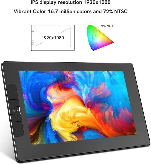Alt view image 5 of 7 - VEIKK VK1200 11.6 Inch Drawing Monitor Full-Laminated Pen Display with Battery-Free Pen and Tilt Function 8192 Levels Pen Pressure and 6 Customized Keys