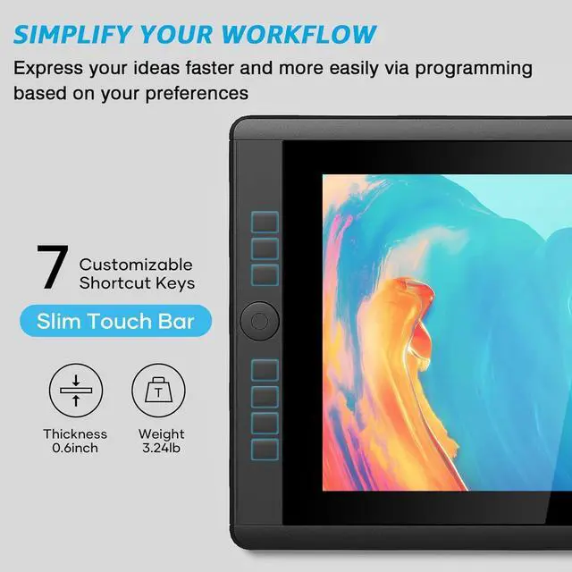 Alt view image 7 of 7 - Drawing Tablet with Screen, 15.6'' XOPPOX Graphics Drawing Monitor Pen Display with 1080P Full Laminated Screen,Tilt 8192 Levels Battery-Free Stylus,Adjustable Stand,Compatible for Window/Mac
