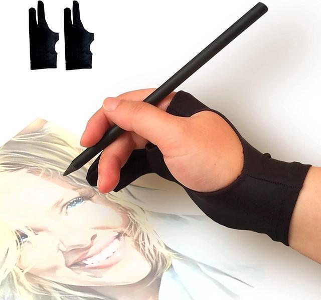 Artists Gloves - Palm Rejection Gloves with One Finger for Paper Sketching, iPad, Graphics Drawing Tablet, Suitable for Left and Right Hand, Size: One