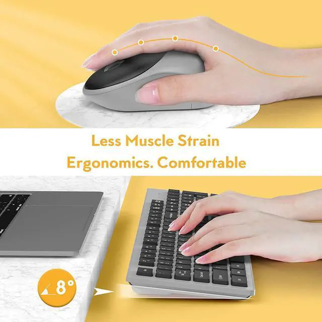 Alt view image 5 of 7 - Wireless Keyboard and Mouse, Trueque Silent 2.4GHz Cordless Full Size USB Keyboard Mouse Combo, Long Battery Life, Lag-Free Wireless for Computer, Laptop, PC, Windows, Mac, Chrome OS (Grey)