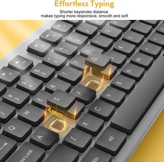 Alt view image 6 of 7 - Wireless Keyboard and Mouse, Trueque Silent 2.4GHz Cordless Full Size USB Keyboard Mouse Combo, Long Battery Life, Lag-Free Wireless for Computer, Laptop, PC, Windows, Mac, Chrome OS (Grey)