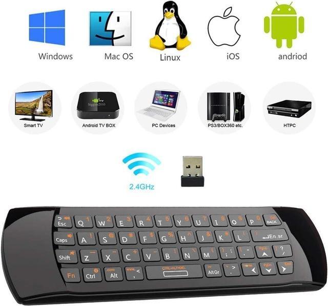 Alt view image 2 of 7 - Rii K25 Multifunction Portable 2.4GHz Mini Wireless Fly Mouse Keyboard and Remote Control with Rechargeable Li-ion Battery (Black)