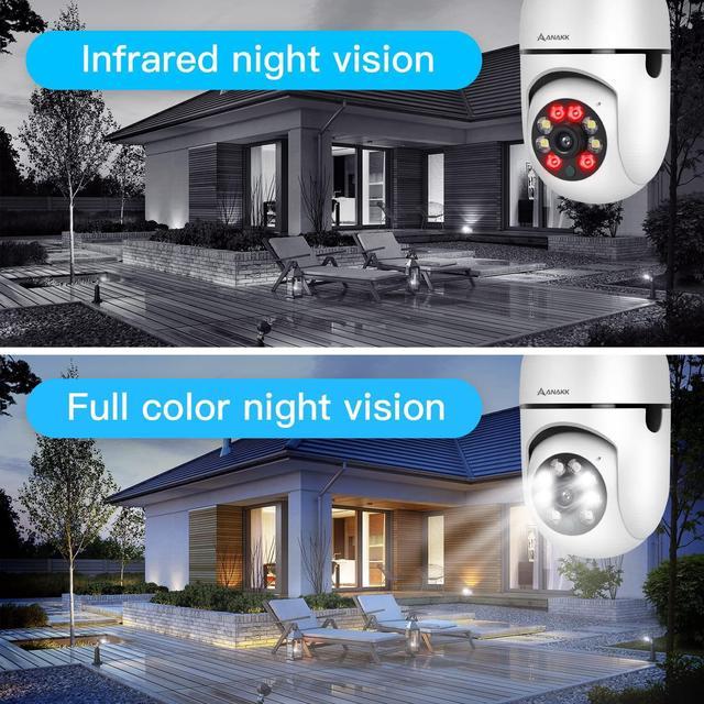 Jennov 3MP Light Bulb Security Camera Wireless Outdoor - 360° 2K Cameras for Home Security Outside, 2.4 GHz WiFi Light Socket Indoor Camera, Auto