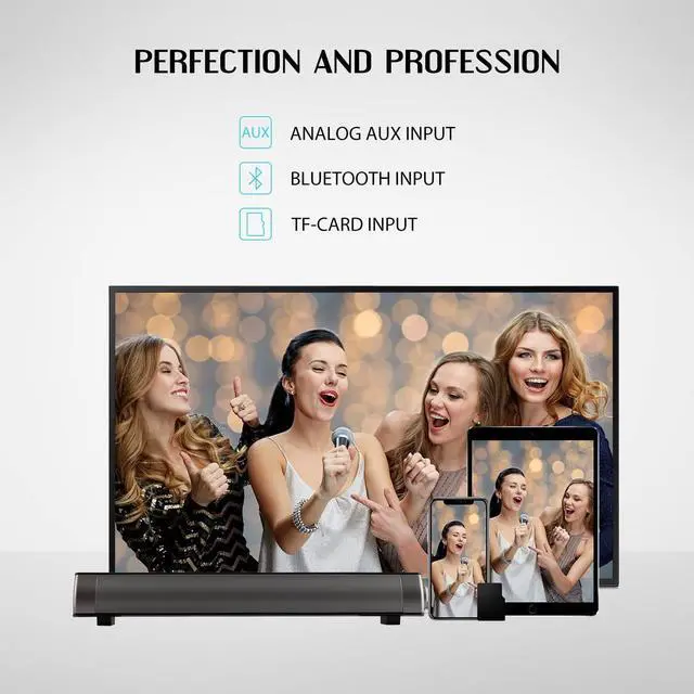 Alt view image 4 of 7 - Sound Bar TV Soundbar Wired and Wireless Bluetooth Home Theater TV Speaker, Surround Sound Bar for TV, PC, Cellphone