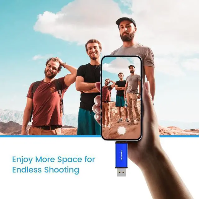 Alt view image 5 of 7 - 64GB 5 Pack USB Type-C Flash Drives 2-in-1 Dual Flash Drive USB A + USB C OTG Flash Drive for Android Smartphone Tablet Computer Laptop (Blue)