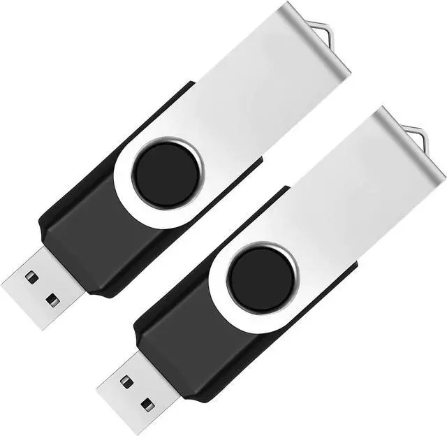 Main image of 2 Pack 64GB USB Flash Drive USB 2.0 Thumb Drives Jump Drive Fold Storage Memory Stick Swivel Design - Black