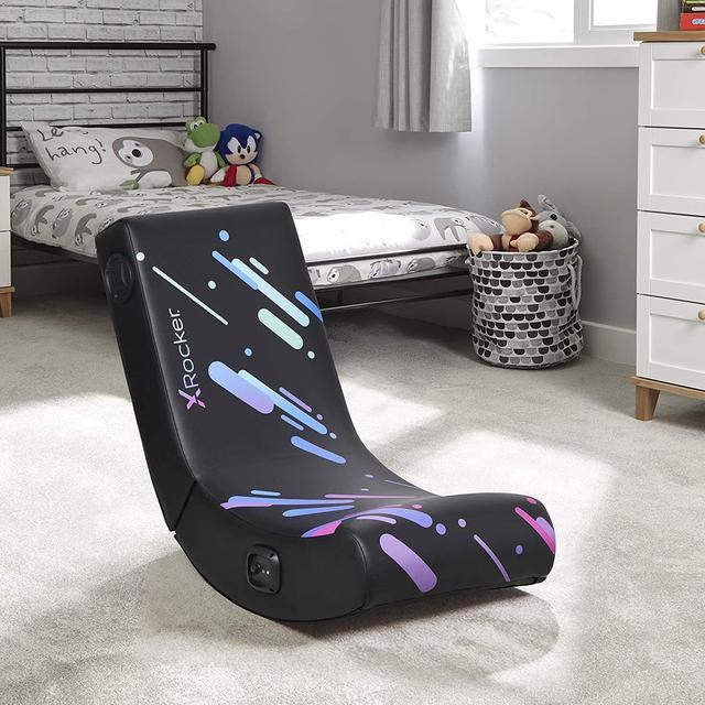 X Rocker Galaxy 2.0 BT Printed PU Floor Rocker Gaming Chair, 33.46 x  16.14 x 25.59, Black 