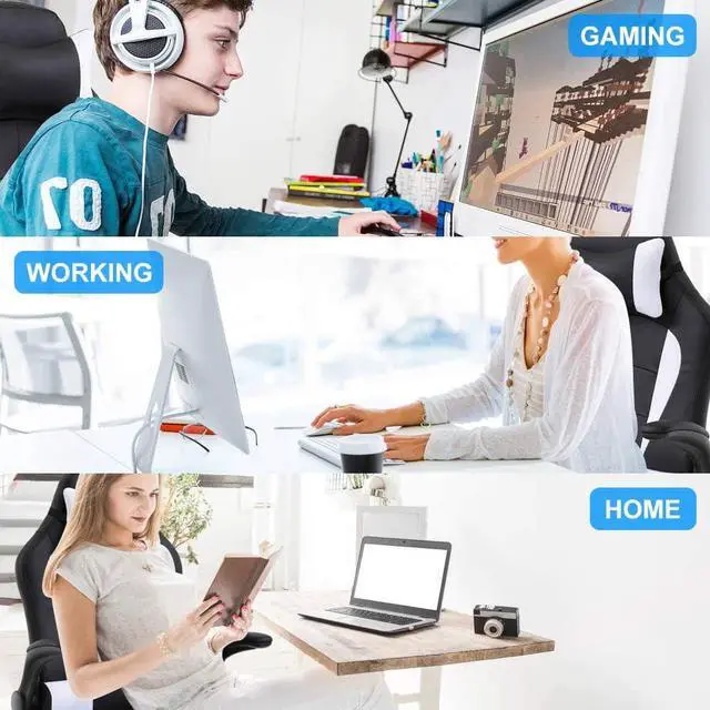 Alt view image 7 of 7 - Gaming chair Office Chair Desk Chair Massage Ergonomic High Back Computer Chair with Lumbar Support Flip-up Arms Headrest PU Leather Height Adjustable Swivel Executive Chair for Women Men Adult