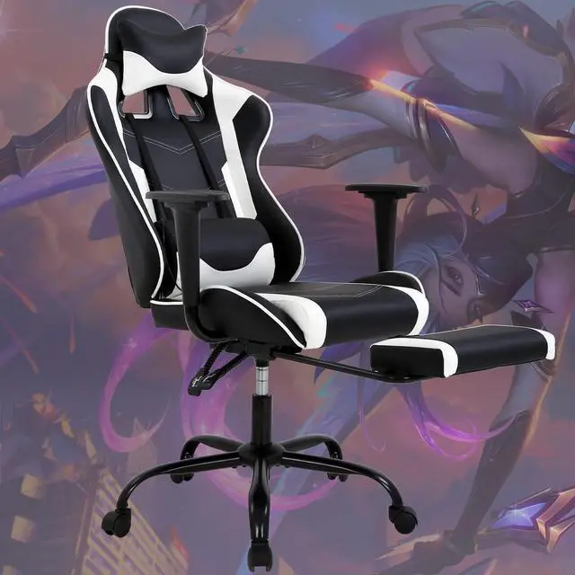 Main image of Gaming Chair Computer Chair Ergonomic Gaming Chair with Footrest Reclining High Back Video Game Chair with Lumbar Support Headrest Armrest Swivel Seat for Women, Men (White)