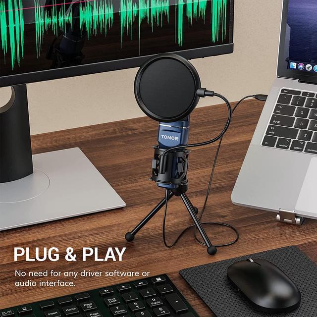 Alt view image 3 of 7 - TONOR USB Microphone, Computer Cardioid Condenser PC Gaming Mic with Tripod Stand & Pop Filter for Streaming, Podcasting, Vocal Recording, Compatible with Laptop Desktop Windows Computer, TC-777