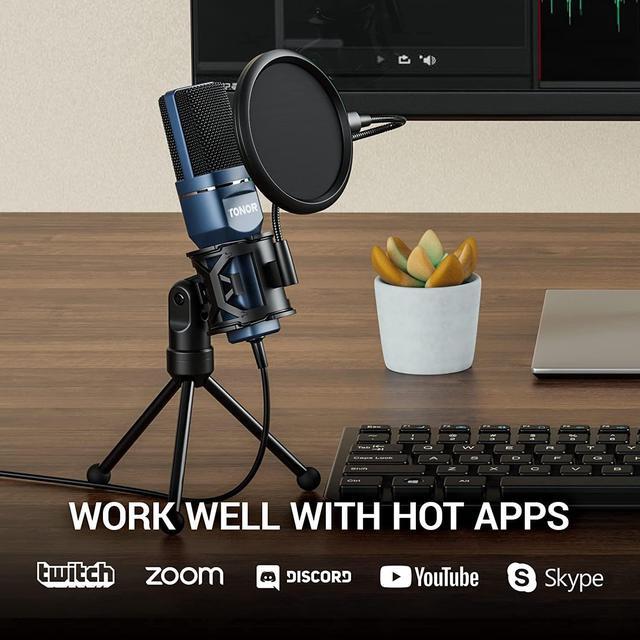 Alt view image 6 of 7 - TONOR USB Microphone, Computer Cardioid Condenser PC Gaming Mic with Tripod Stand & Pop Filter for Streaming, Podcasting, Vocal Recording, Compatible with Laptop Desktop Windows Computer, TC-777
