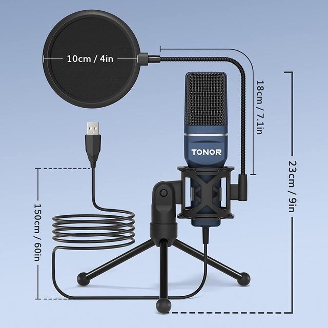 Alt view image 7 of 7 - TONOR USB Microphone, Computer Cardioid Condenser PC Gaming Mic with Tripod Stand & Pop Filter for Streaming, Podcasting, Vocal Recording, Compatible with Laptop Desktop Windows Computer, TC-777