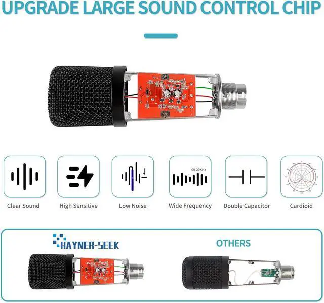 Alt view image 3 of 7 - Podcast Studio Microphone Condenser Mic Podcast Equipment Bundle with 3.5mm Audio XLR Cable