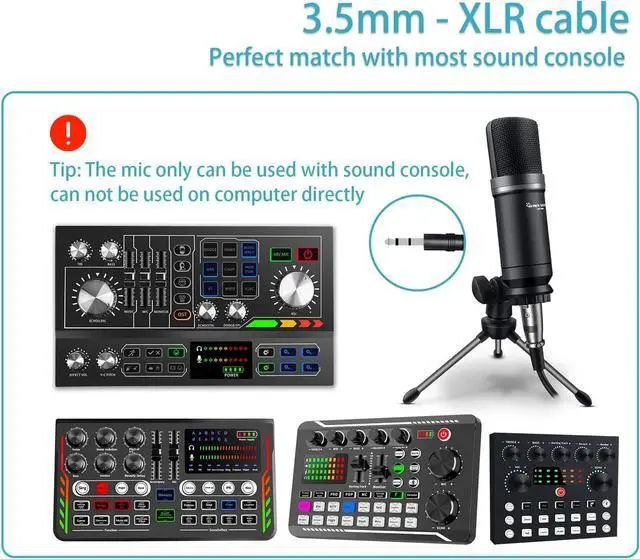 Alt view image 5 of 7 - Podcast Studio Microphone Condenser Mic Podcast Equipment Bundle with 3.5mm Audio XLR Cable