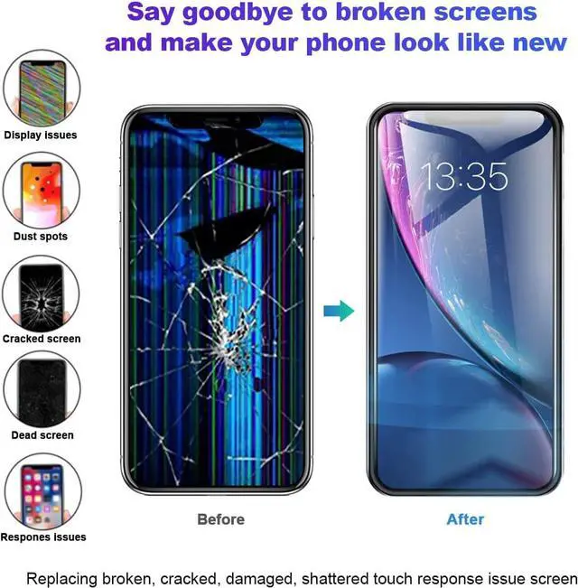 Alt view image 5 of 7 - for iPhone XR LCD Screen Replacement 6.1 Inch Frame Assembly Display and 3D Touch Screen Digitizer with Repair Tools Kit for A1984/A2105/A2106/A2108 with Waterproof Adhesive Tempered Glass