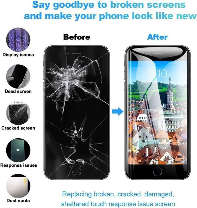 Alt view image 4 of 7 - for iPhone 8/SE 2020 LCD Screen Replacement White 4.7 Inch Frame Assembly Display 3D Touch Screen Digitizer with Repair Tools Kit Tempered Glass Screen Protector for A1863, A1905, A1906