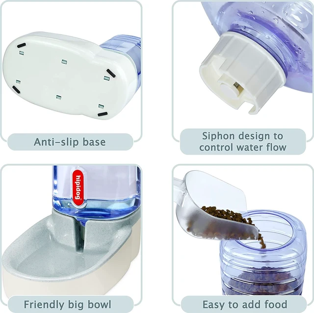 Alt view image 3 of 6 - UniqueFit Pets Cats Dogs Automatic Waterer and Food Feeder 3.8 L with 1 Water Dispenser and 1 Pet Automatic Feeder (Light Gray)
