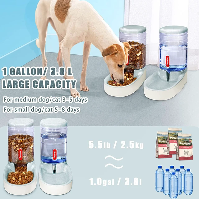 Alt view image 6 of 6 - UniqueFit Pets Cats Dogs Automatic Waterer and Food Feeder 3.8 L with 1 Water Dispenser and 1 Pet Automatic Feeder (Light Gray)